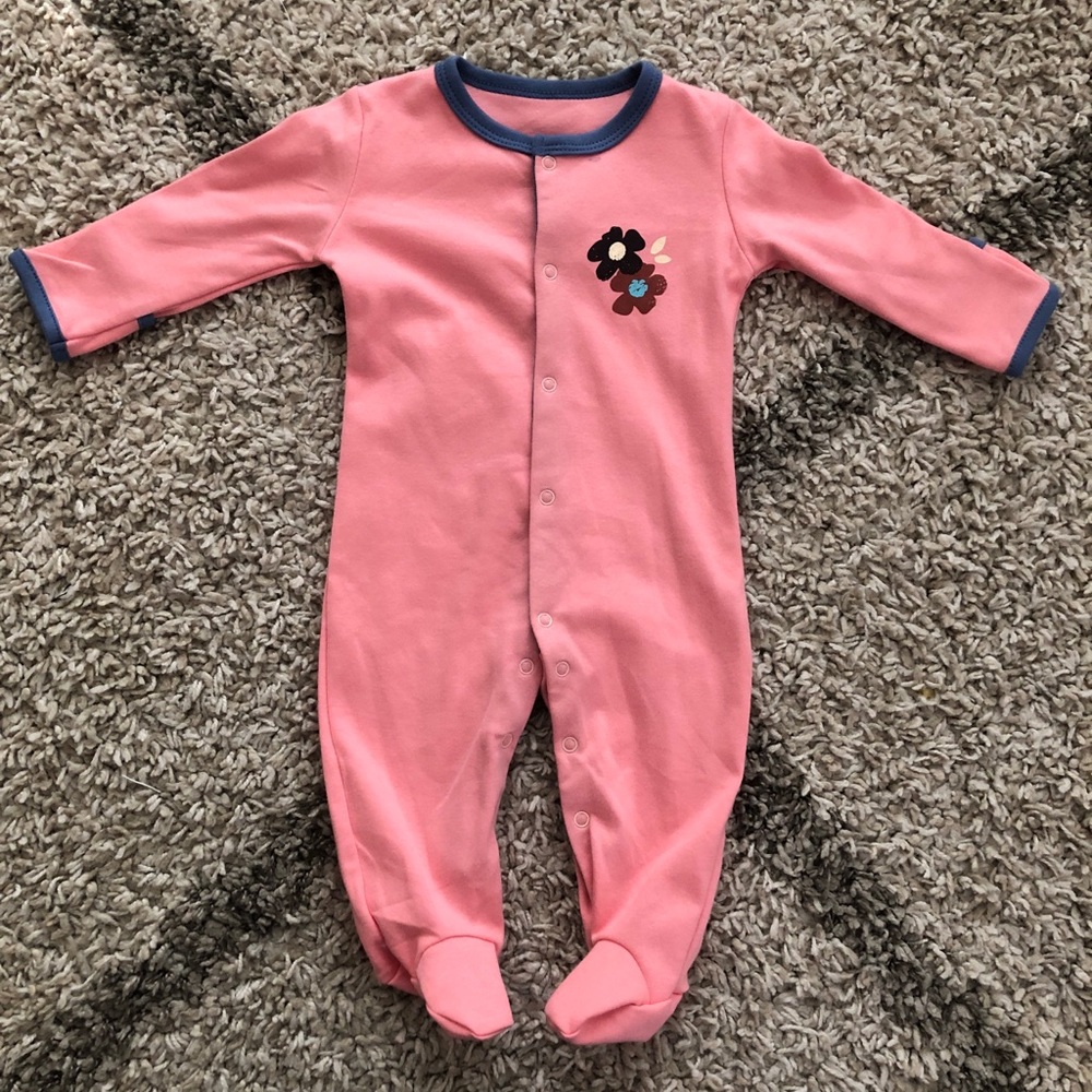 Pink Baby Footie Pajamas with optional mittens
